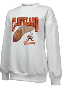 Cleveland Browns Womens White Bank Shot Crew Sweatshirt