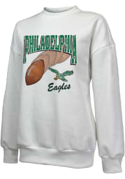 Philadelphia Eagles Womens White Bank Shot Crew Sweatshirt