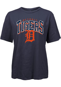 Detroit Tigers Womens Navy Blue Burple Short Sleeve T-Shirt