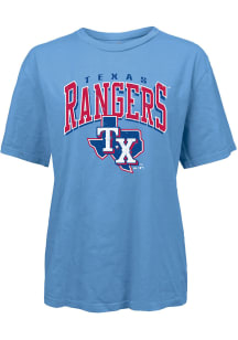 Texas Rangers Womens Light Blue Burple Short Sleeve T-Shirt