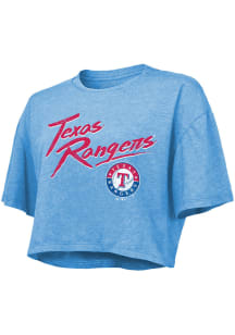 Texas Rangers Womens Light Blue Dirty Dribble Short Sleeve T-Shirt