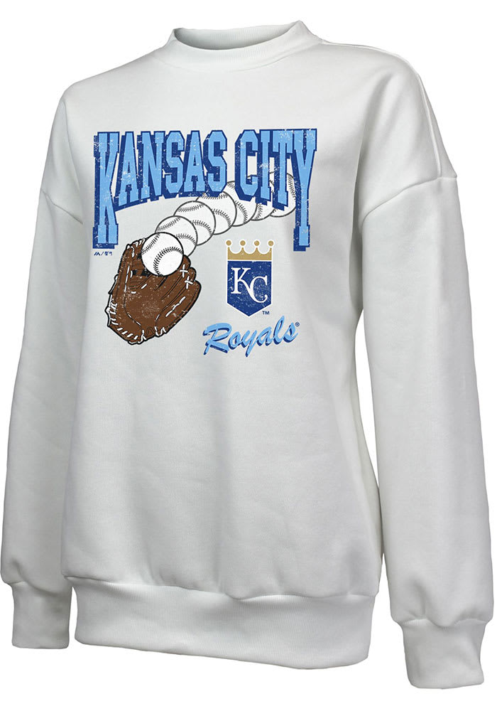 Industry Rag Kansas City Royals Women's White Bank Shot Crew Sweatshirt, White, 50% Polyester / 38% Cotton / 12% Rayon, Size 2XL, Rally House
