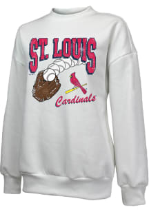 St Louis Cardinals Womens White Bank Shot Crew Sweatshirt