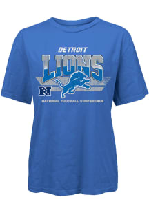 Detroit Lions Womens Blue Vintage Short Sleeve T-Shirt