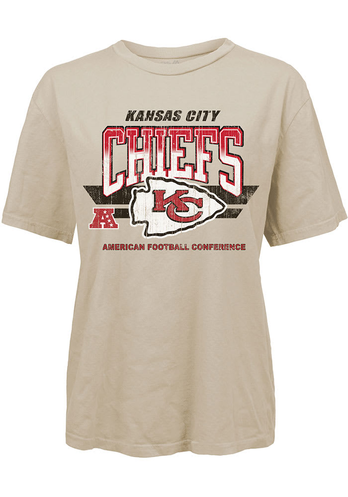 Kansas City Chiefs Womens Oatmeal Vintage Short Sleeve T-Shirt