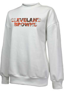 Cleveland Browns Womens White Floral Crew Sweatshirt