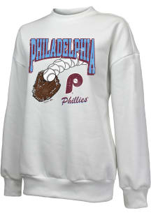 Philadelphia Phillies Womens White Bank Shot Crew Sweatshirt