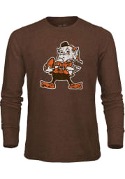 Cleveland Browns Brown Retro Logo Long Sleeve Fashion T Shirt