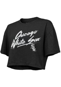 Chicago White Sox Womens Black Dirty Dribble Short Sleeve T-Shirt