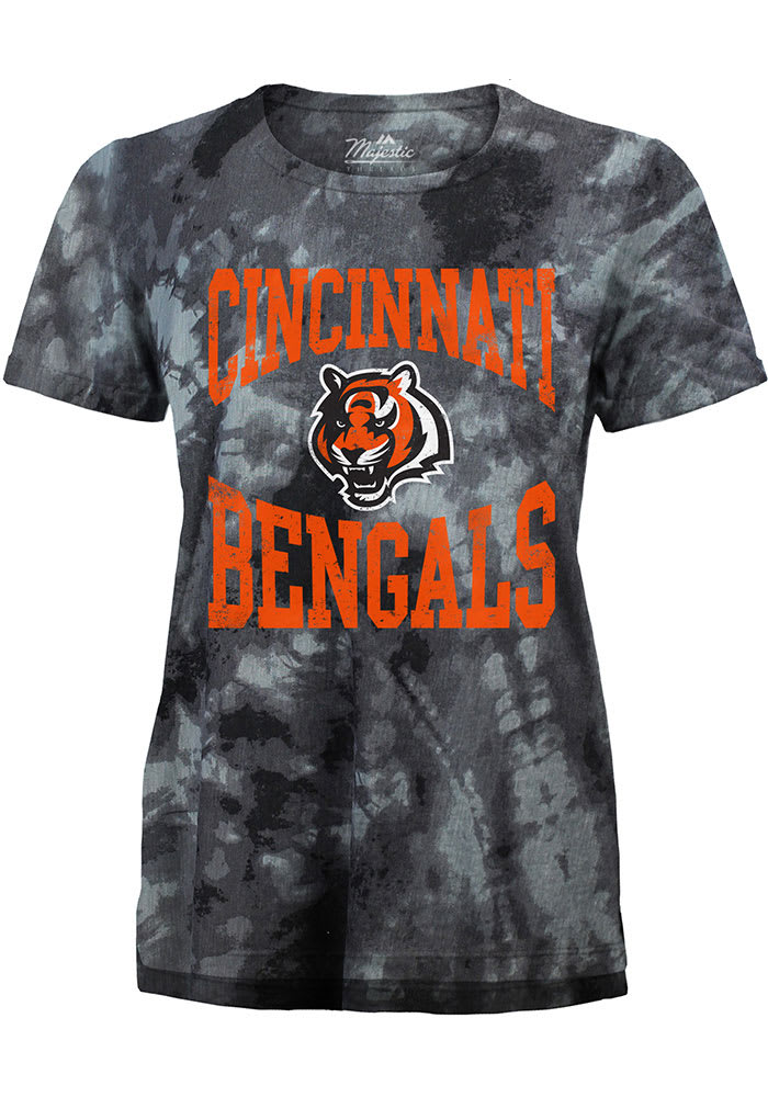 Cincinnati Bengals Womens Black Tie Dye Short Sleeve T-Shirt