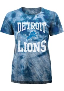 Detroit Lions Womens Blue Tie Dye Short Sleeve T-Shirt