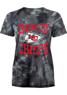 Kansas City Chiefs Womens Black Tie Dye Short Sleeve T-Shirt