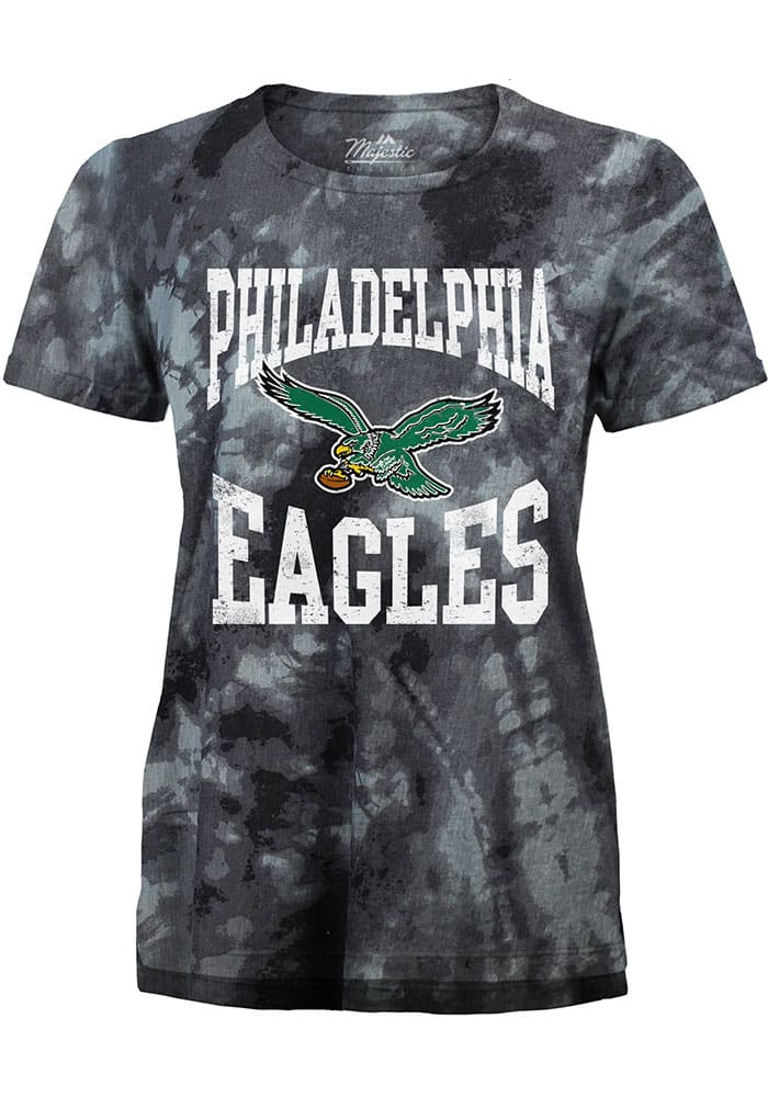 Philadelphia Eagles Womens Black Tie Dye Short Sleeve T-Shirt