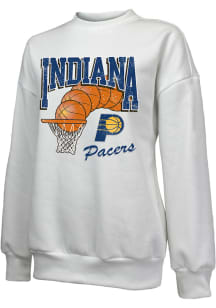Indiana Pacers Womens White Bank Shot Crew Sweatshirt