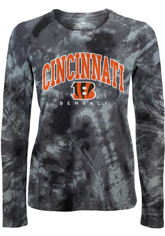 Cincinnati Bengals New Era Women's Tie-Dye Long Sleeve T-Shirt - Black