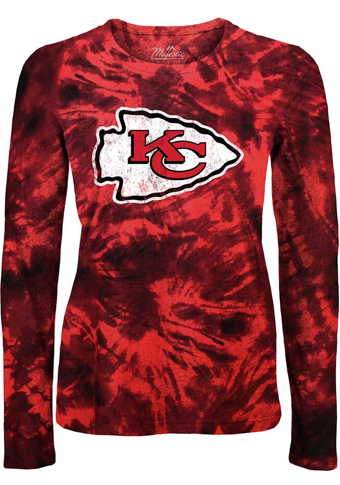 Women's New Era Black Kansas City Chiefs Tie-Dye Long Sleeve T-Shirt