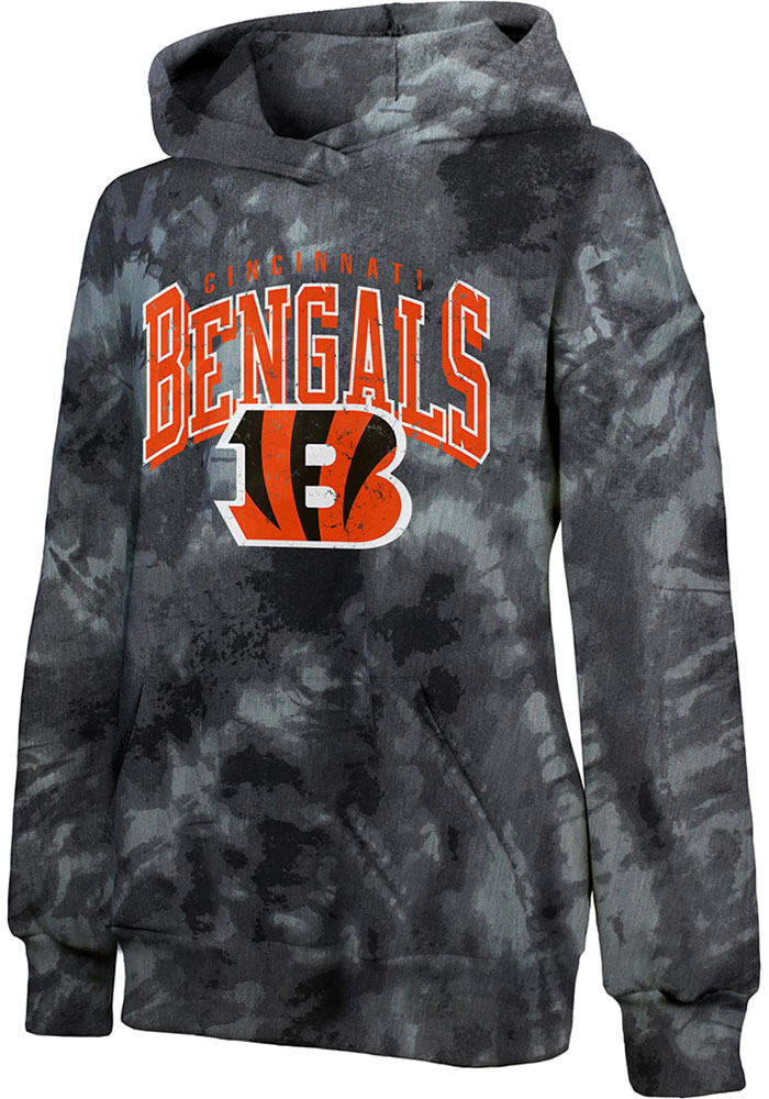 Cincinnati Bengals Womens Tie Dye Hoodie - Black