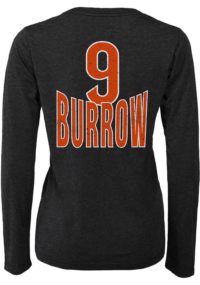 Joe Burrow Cincinnati Bengals Womens Black Triblend Long Sleeve Player T  Shirt