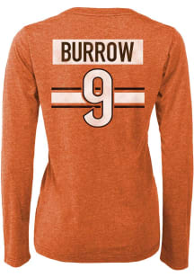 Joe Burrow Cincinnati Bengals Womens Orange Hard Hit Long Sleeve Player T Shirt