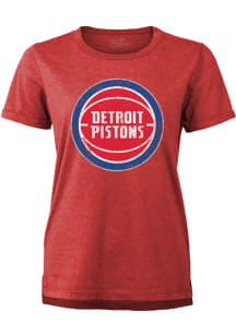 Detroit Pistons Womens Red Primary Short Sleeve T-Shirt