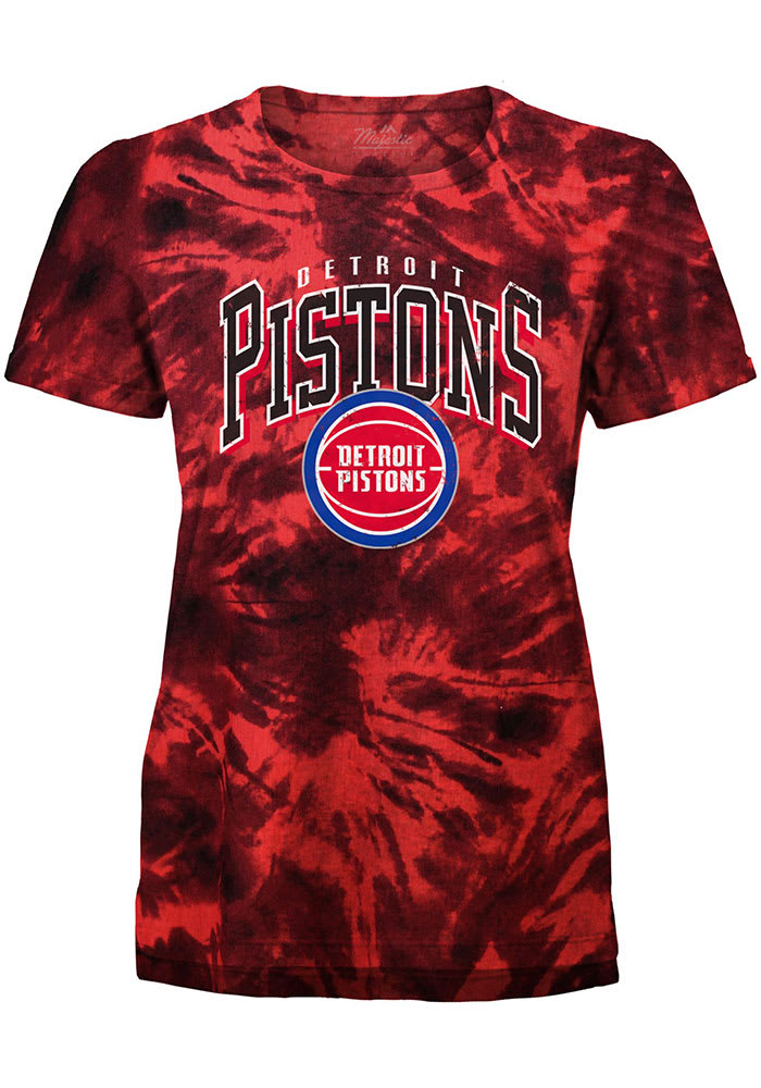 Detroit Pistons Womens Red Burble Short Sleeve T-Shirt