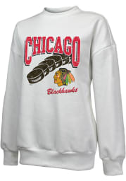 Chicago Blackhawks Womens White Bank Shot Crew Sweatshirt
