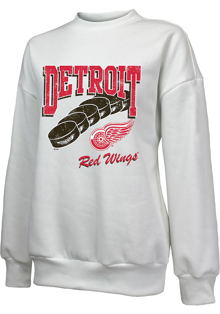 Detroit Red Wings Womens White Bank Shot Crew Sweatshirt