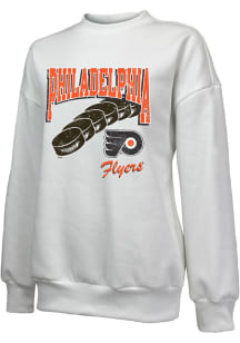 Philadelphia Flyers Womens White Bank Shot Crew Sweatshirt