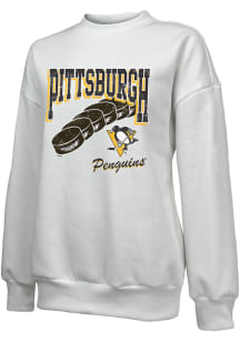 Pittsburgh Penguins Womens White Bank Shot Crew Sweatshirt