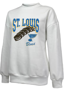 St Louis Blues Womens White Bank Shot Crew Sweatshirt