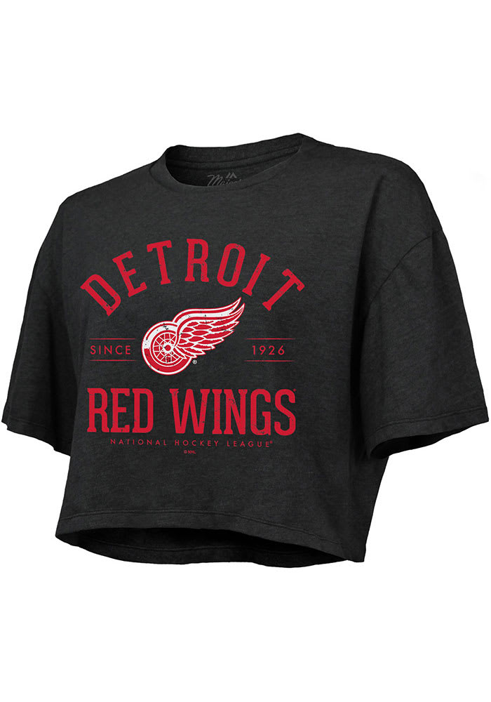 Detroit Red Wings Womens Black Field Goal Short Sleeve T-Shirt