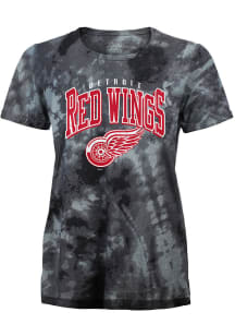 Detroit Red Wings Womens Black Tie Dye Burble Short Sleeve T-Shirt