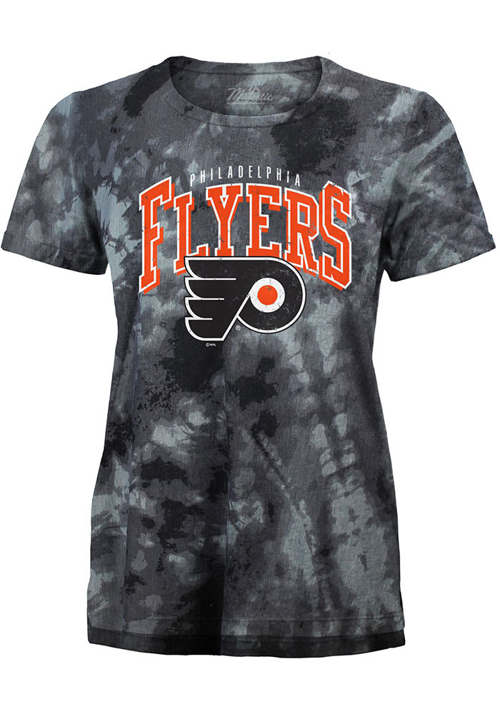 Philadelphia Flyers Womens Black Tie Dye Burble Short Sleeve T-Shirt
