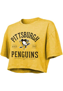 Pittsburgh Penguins Womens Yellow Field Goal Short Sleeve T-Shirt
