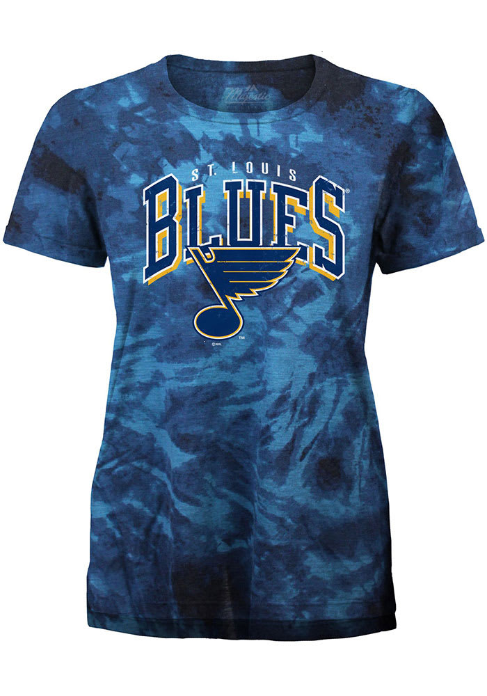 St Louis Blues Womens Blue Tie Dye Burble Short Sleeve T-Shirt