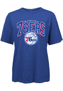 Philadelphia 76ers Womens Blue Burble Short Sleeve T-Shirt