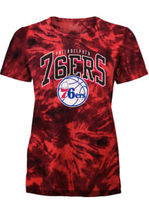 Philadelphia 76ers Womens Red Burble Short Sleeve T-Shirt
