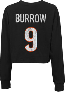 Joe Burrow Cincinnati Bengals Womens Black Tiger Stripe Long Sleeve Player T Shirt