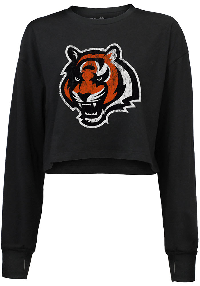 Joe Burrow Cincinnati Bengals Womens Black Tiger Stripe Long Sleeve Player T Shirt