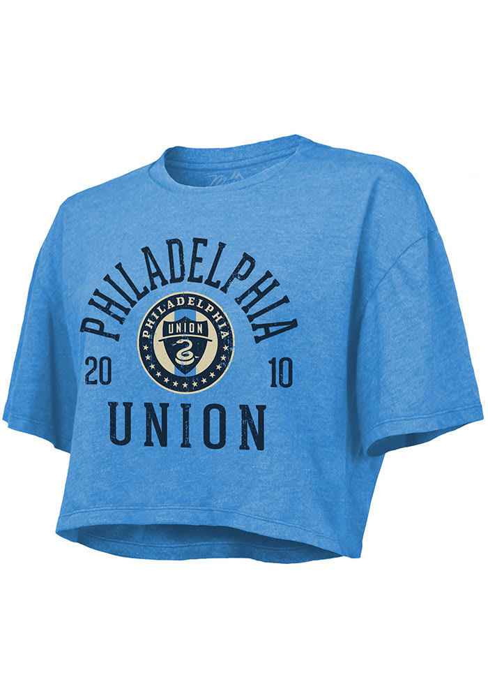 Philadelphia Union Womens Blue Cropped Short Sleeve T-Shirt