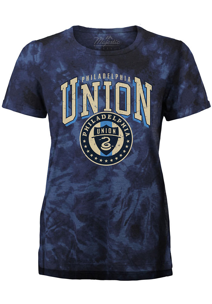 Philadelphia Union Womens Navy Blue Tie Dye Short Sleeve T-Shirt