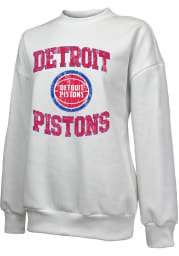 Detroit Pistons Womens White Vintage Crew Sweatshirt