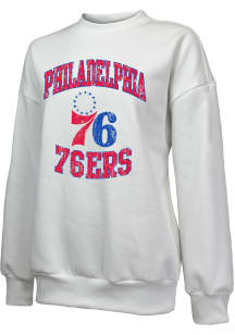 Philadelphia 76ers Womens White Vintage Crew Sweatshirt