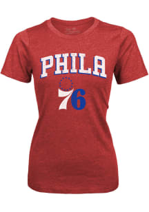 Philadelphia 76ers Womens Red Triblend Short Sleeve T-Shirt