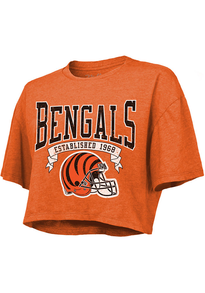 Cincinnati Bengals Womens Orange Cropped Short Sleeve T-Shirt
