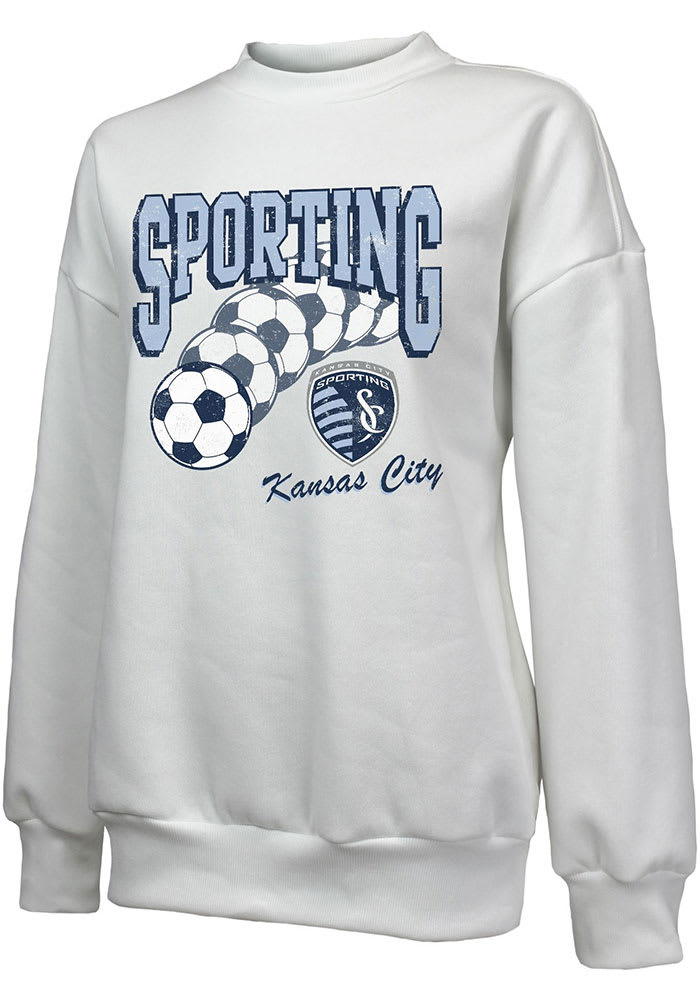 Sporting Kansas City Womens White Bank Shot Crew Sweatshirt