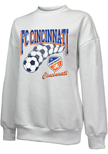FC Cincinnati Womens White Bank Shot Crew Sweatshirt