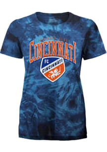FC Cincinnati Womens Blue Tie Dye Burble Short Sleeve T-Shirt