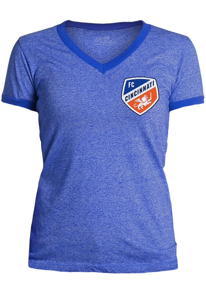 FC Cincinnati Womens Blue Ringer Short Sleeve T-Shirt