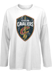 Cleveland Cavaliers Womens White Oversized LS Tee